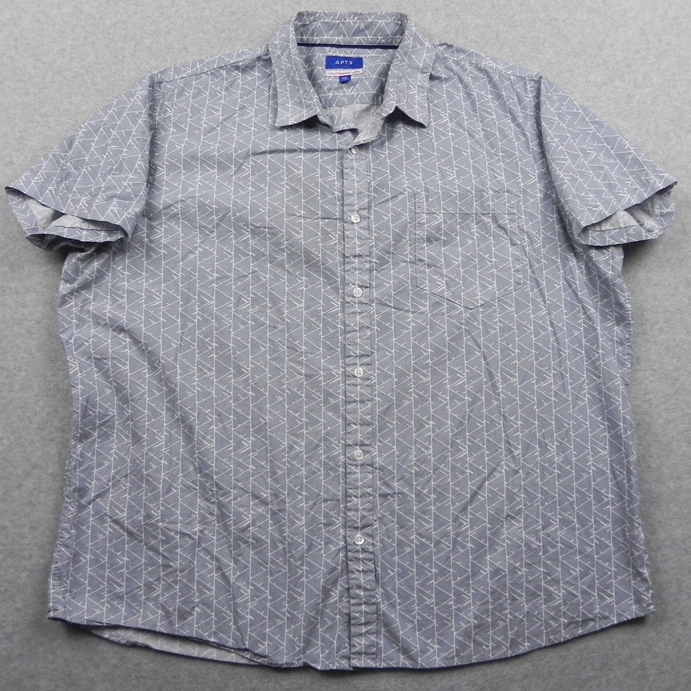 Apt 9 Shirt Mens 2XL XXL HEIQ Smart Temp Casual Pocket Button Blue Short Sleeve